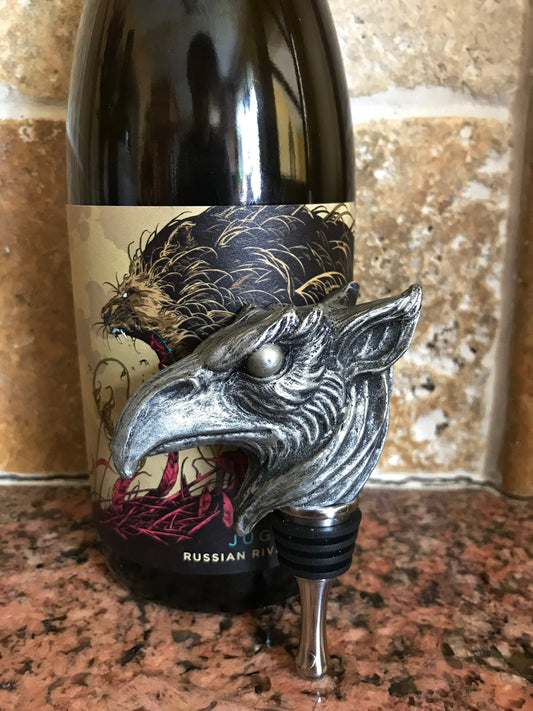 Griffin Winestopper, Hand Sculpted Resin, Mythic Fantasy Art Barware | Legendary Creature Bottle Stopper | Fantasy Wine and Barware Gift