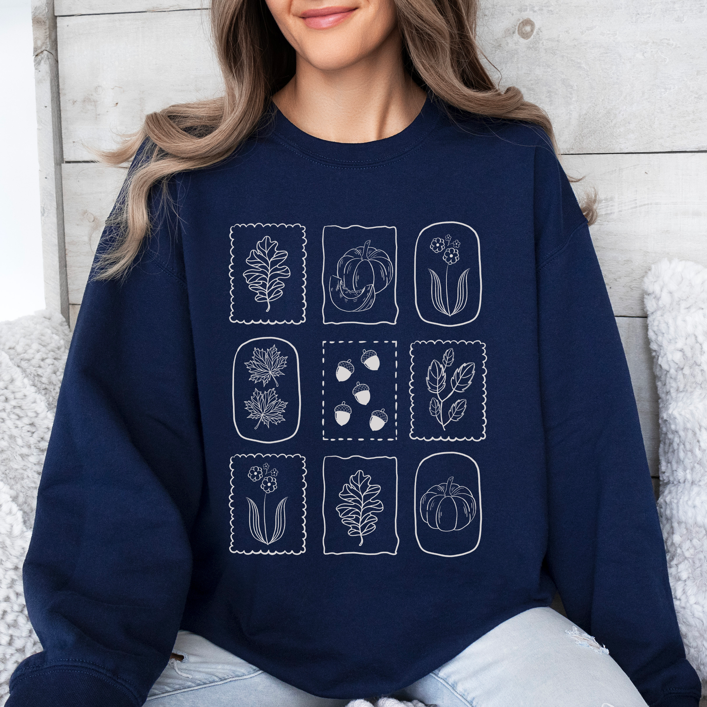 Autumn Flowers Minimalist Sunflowers And Pumpkins In Warm Tones Fall Floral Sweatshirt