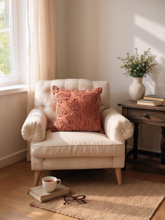 Fall Leaf Orange Stonewashed Throw Pillow