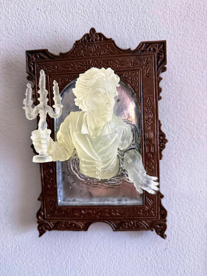 Gentleman Ghost in the Mirror Wall Plaque, Glow in the Dark Resin | Victorian Gothic Haunted Wall Art | for Halloween and Spooky Home Decor