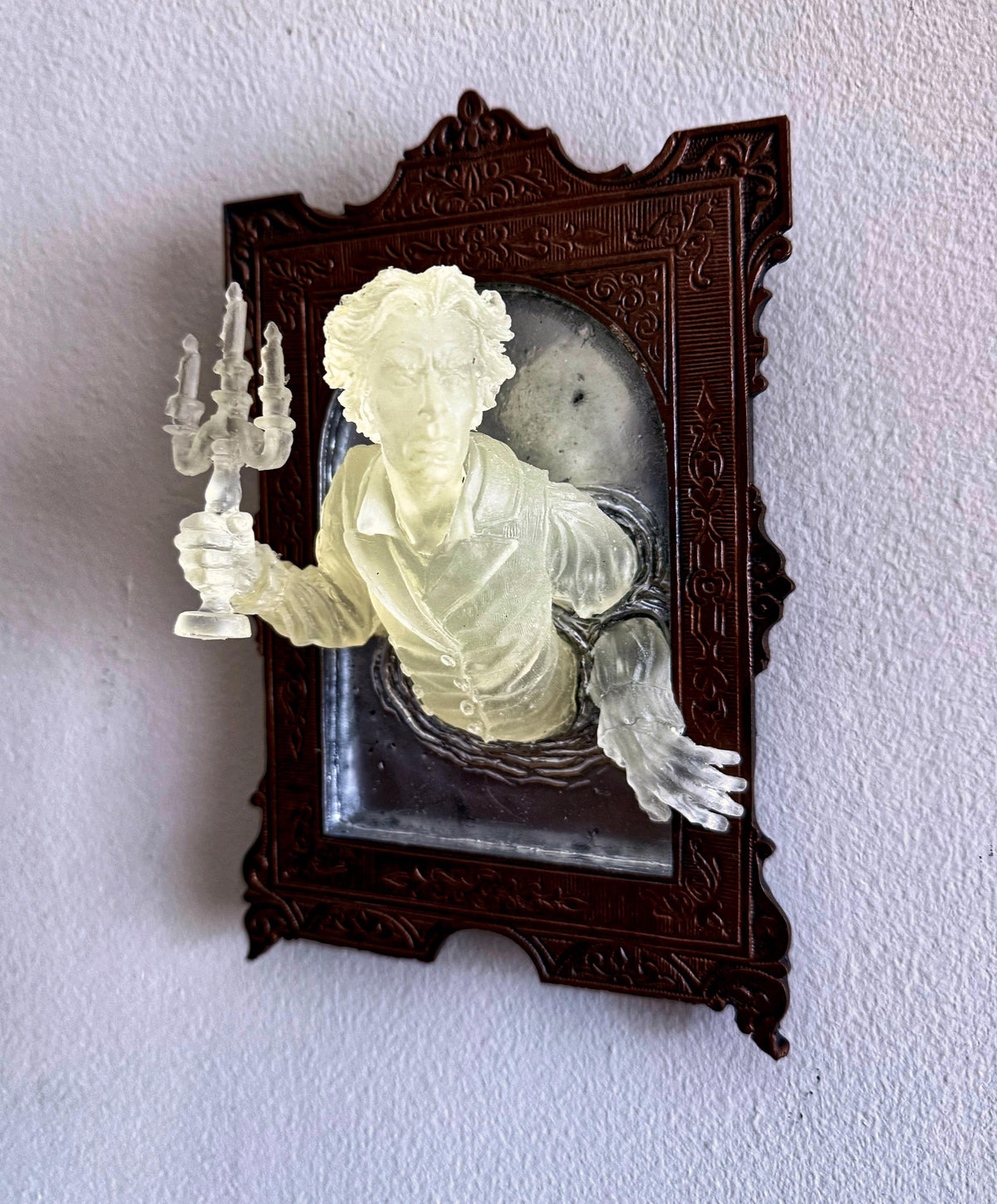 Gentleman Ghost in the Mirror Wall Plaque, Glow in the Dark Resin | Victorian Gothic Haunted Wall Art | for Halloween and Spooky Home Decor