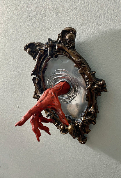 Spectral Hand Wall Plaque, Blood Red Resin Sculpture | Victorian Gothic Haunted Wall Art |Ghost Hand Gift for Halloween, Spooky Home Decor