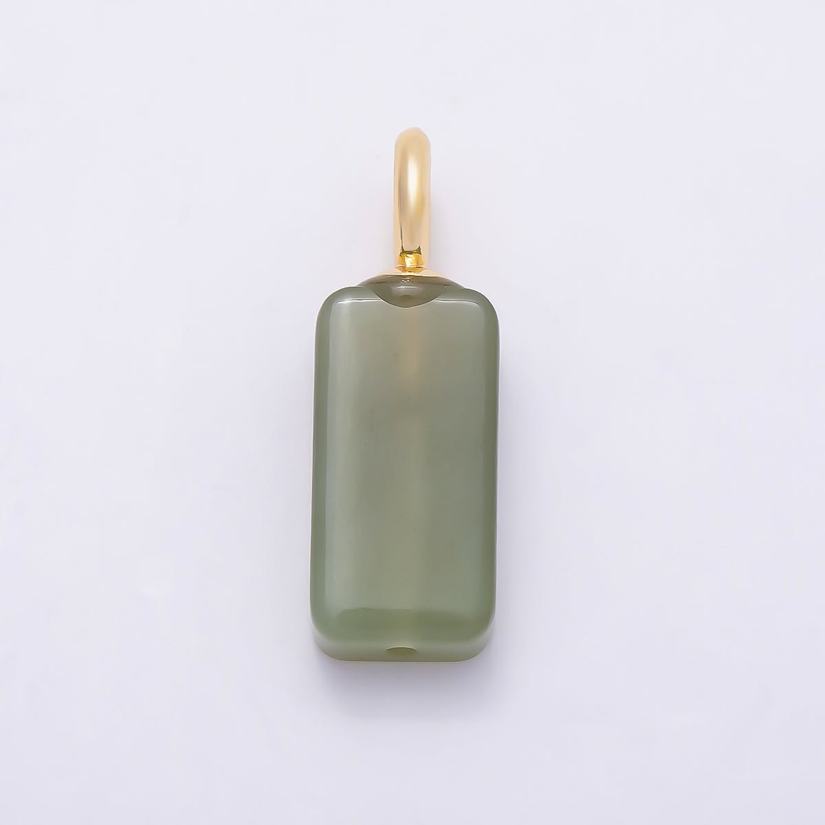 18K Gold Filled 27mm Green Peridot Gemstone Rectangle Drop Pendant | Charms-01320