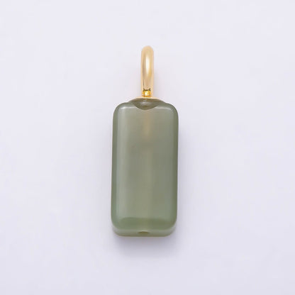 18K Gold Filled 27mm Green Peridot Gemstone Rectangle Drop Pendant | Charms-01320