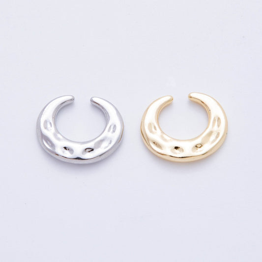 18K Gold Filled Hammered Wide Ear Cuff Earrings in Gold & Silver | AI261