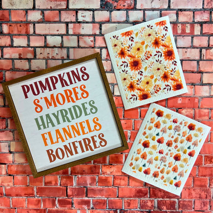Fall Harvest Mums Swedish Dishcloths