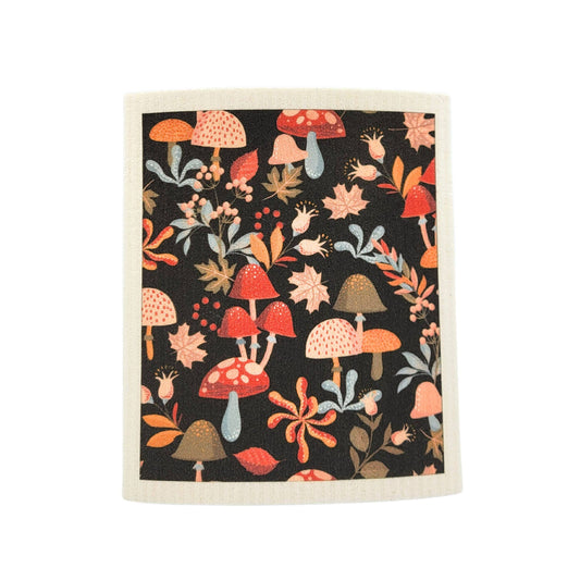 Fall Mushroom Pattern Swedish Dishcloth - Fall Kitchen