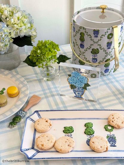 Blue & White Topiary Ceramic Tray