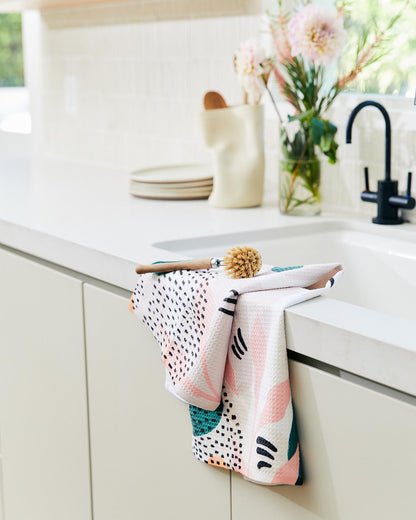 Ghosting Around Geometry Tea Towel