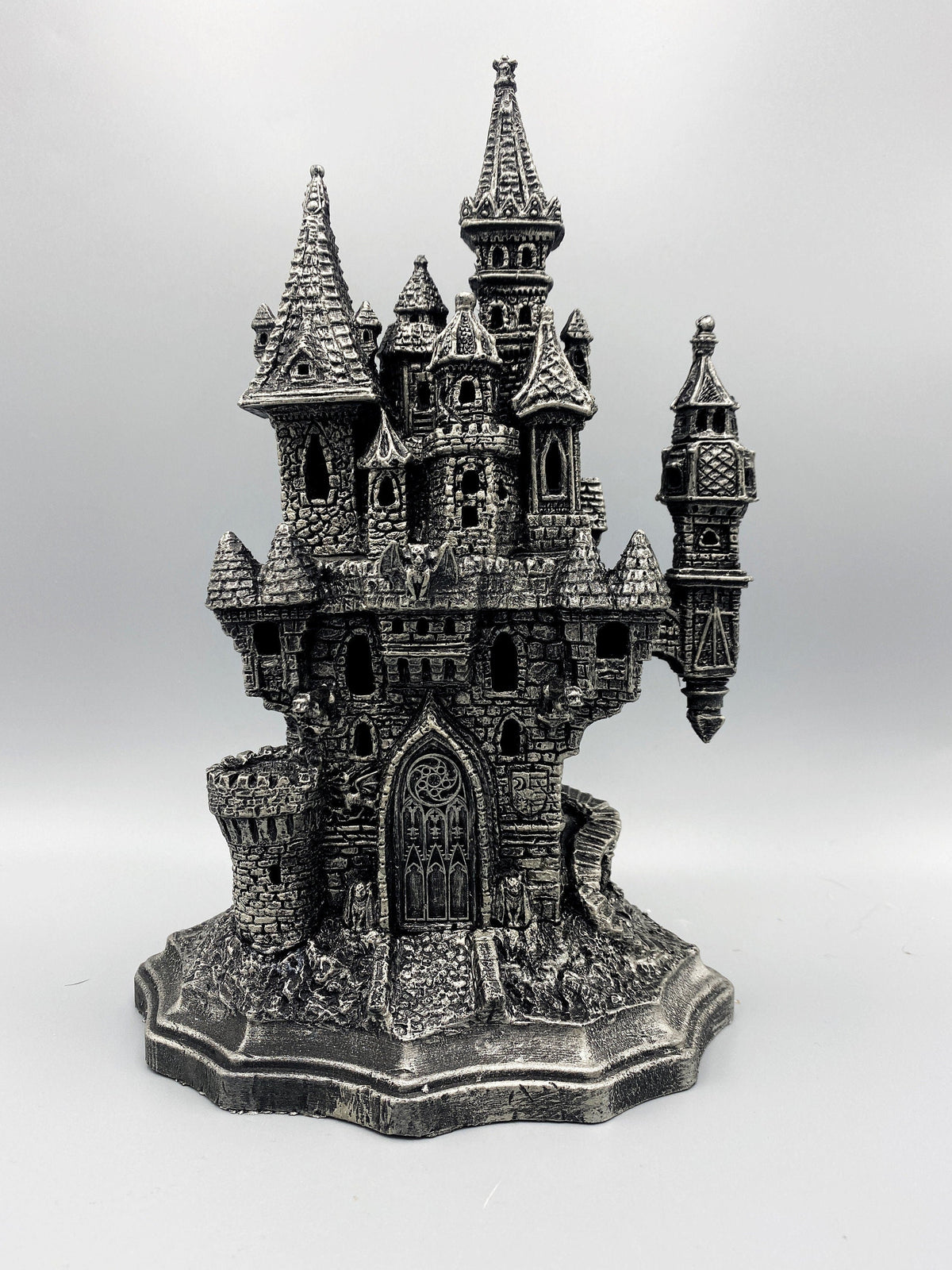 Castle Dracula, Gothic Hand Painted Resin Sculpture with LED Tea Light |Vampire Lair Gothic Statue |Gift for Gamers and Spooky Home Decor
