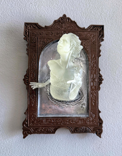 Ghost in the Mirror Wall Plaque, Glow in the Dark Resin | Victorian Gothic Haunted Wall Art |  Gift for Halloween and Spooky Home Decor