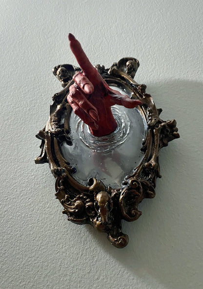 Spectral Hand Wall Plaque, Blood Red Resin Sculpture | Victorian Gothic Haunted Wall Art |Ghost Hand Gift for Halloween, Spooky Home Decor