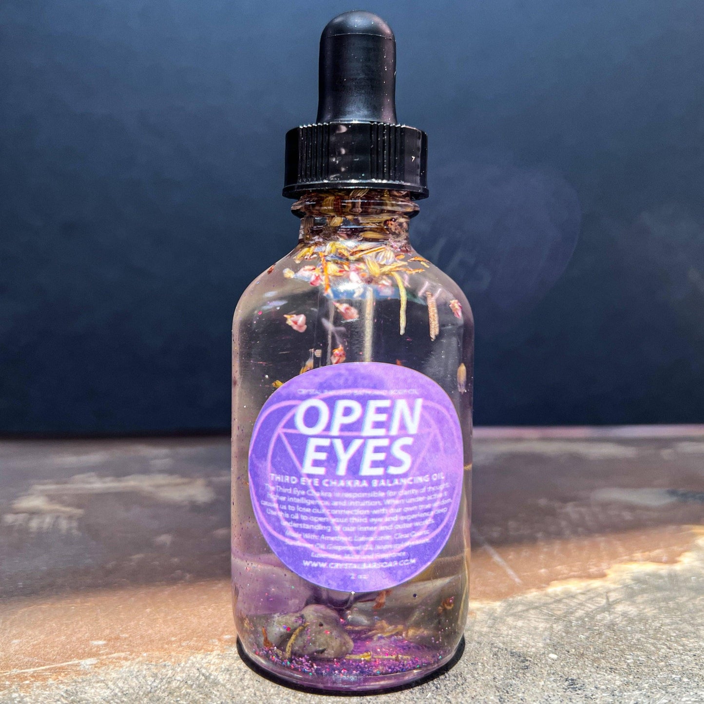 Open Eye Crystal Infused Bath & Body Oil (Third Eye Chakra)