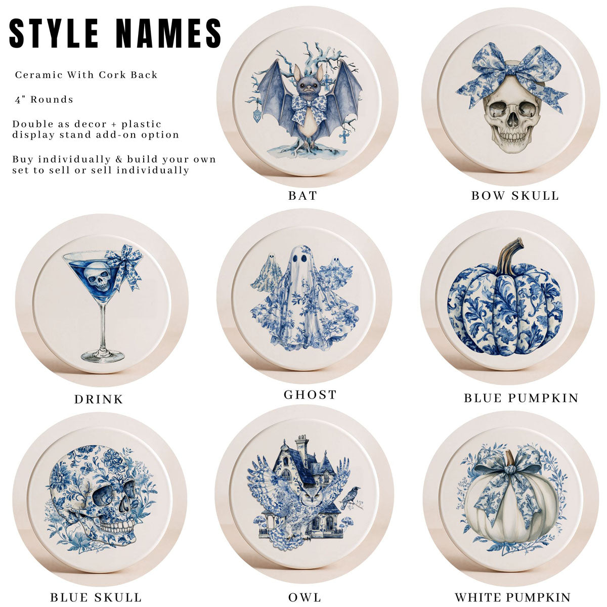 Chinoiserie Halloween Coasters