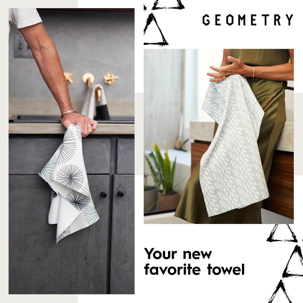 Halloween Is Here Geometry Tea Towel