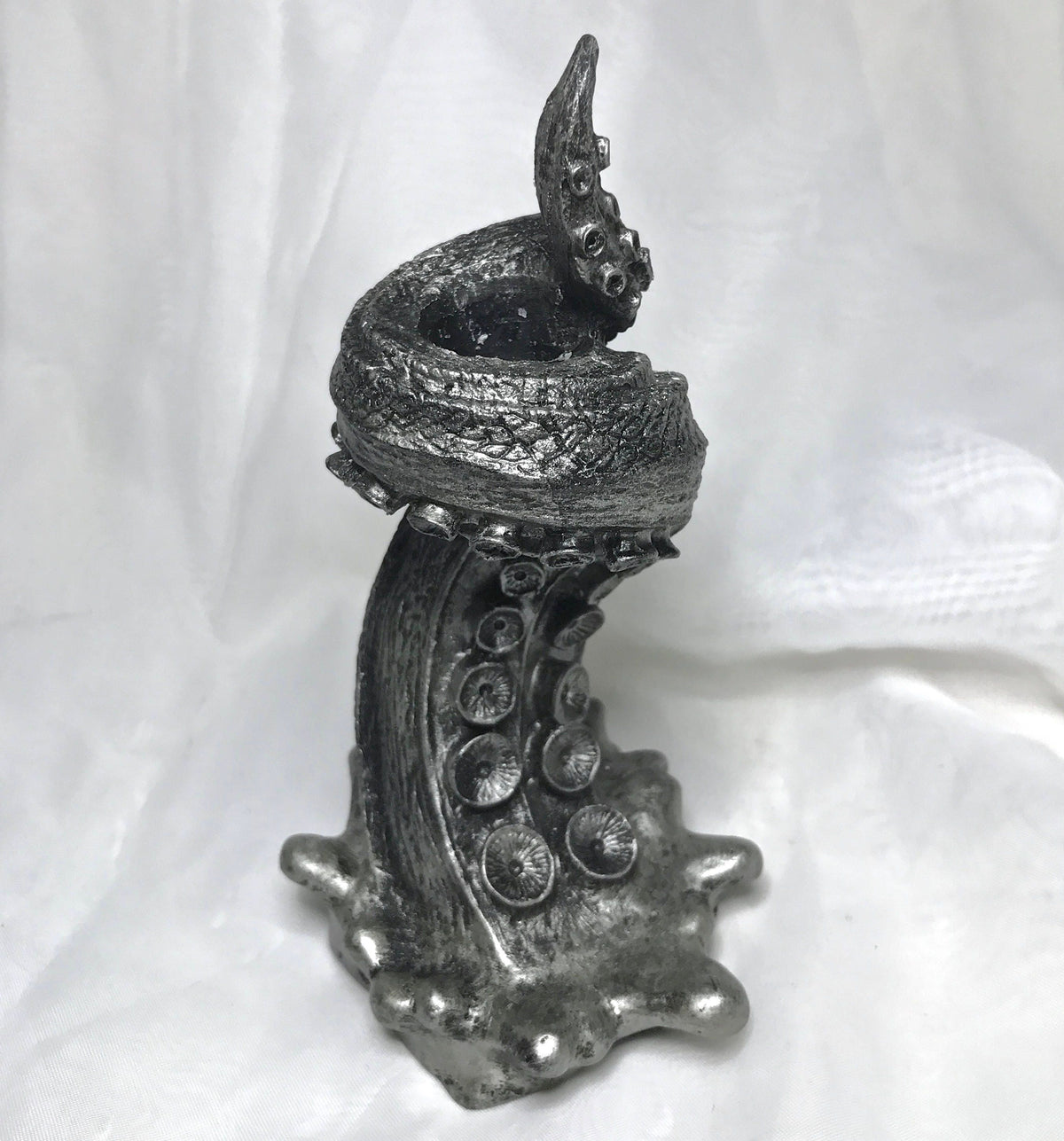 Tentacle Candlestick Holder, 6" Version, Resin Sculpture | Octopus Lovecraftian Tentacle Candle for Nautical Gift and Gothic Home Decor