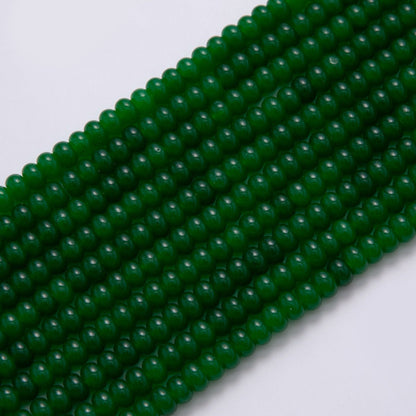 8mm Dark Green Nephrite Rondelle Natural Gemstone Bead Strand Finding | WA-032
