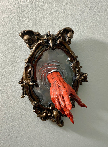 Spectral Hand Wall Plaque, Blood Red Resin Sculpture | Victorian Gothic Haunted Wall Art |Ghost Hand Gift for Halloween, Spooky Home Decor