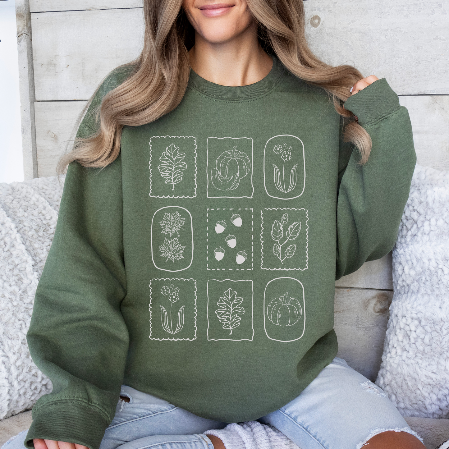 Autumn Flowers Minimalist Sunflowers And Pumpkins In Warm Tones Fall Floral Sweatshirt