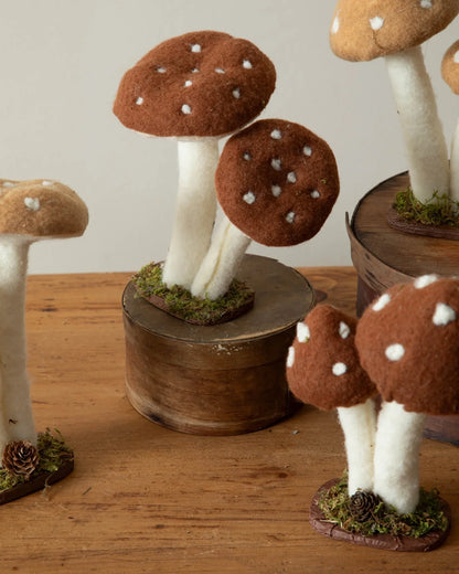 Round and Pointed Cap Felt Mushrooms