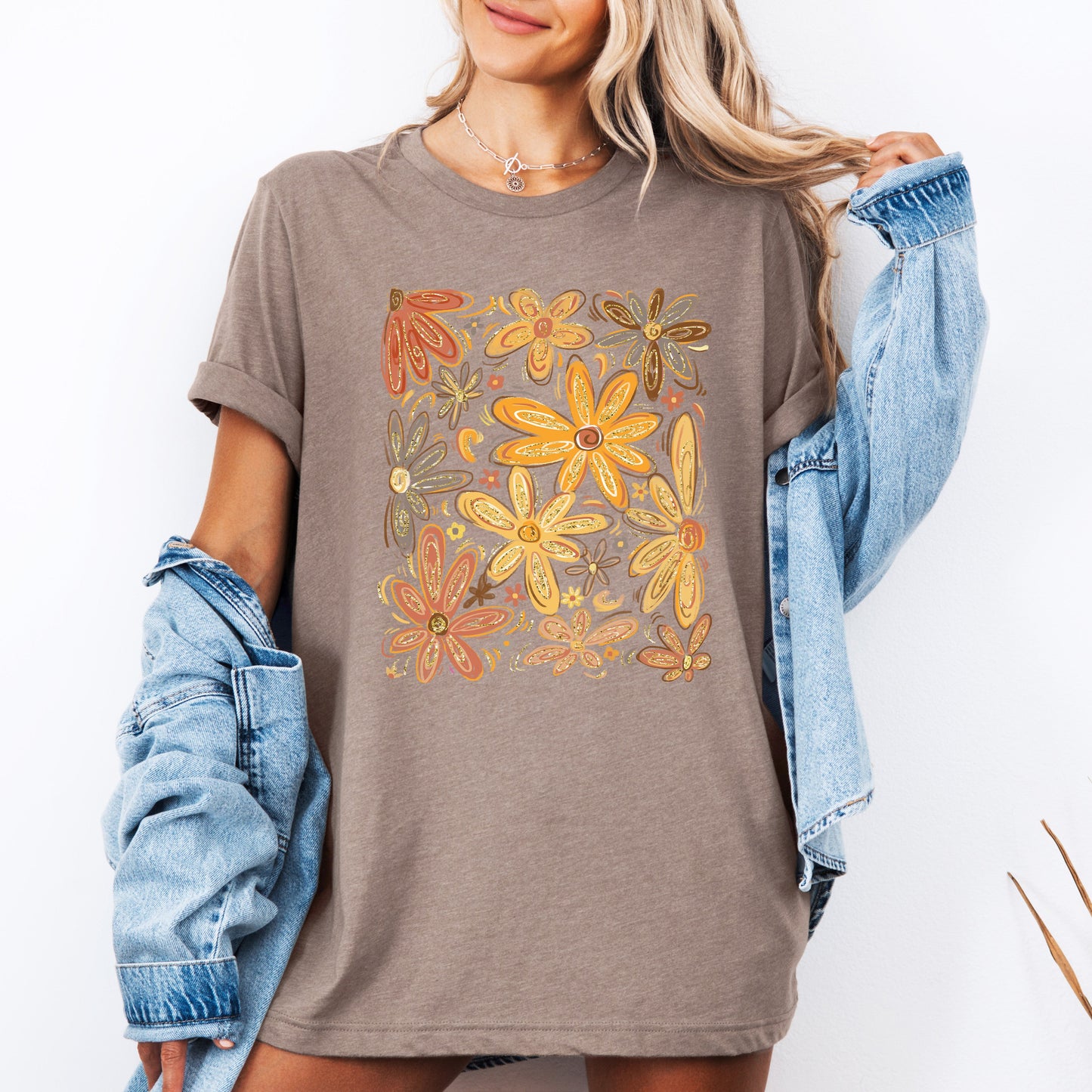 Beautiful Autumn Flowers Watercolor Fall Floral Pumpkin Patch Wildflower Garden Print Seasonal Artwork Graphic Tee