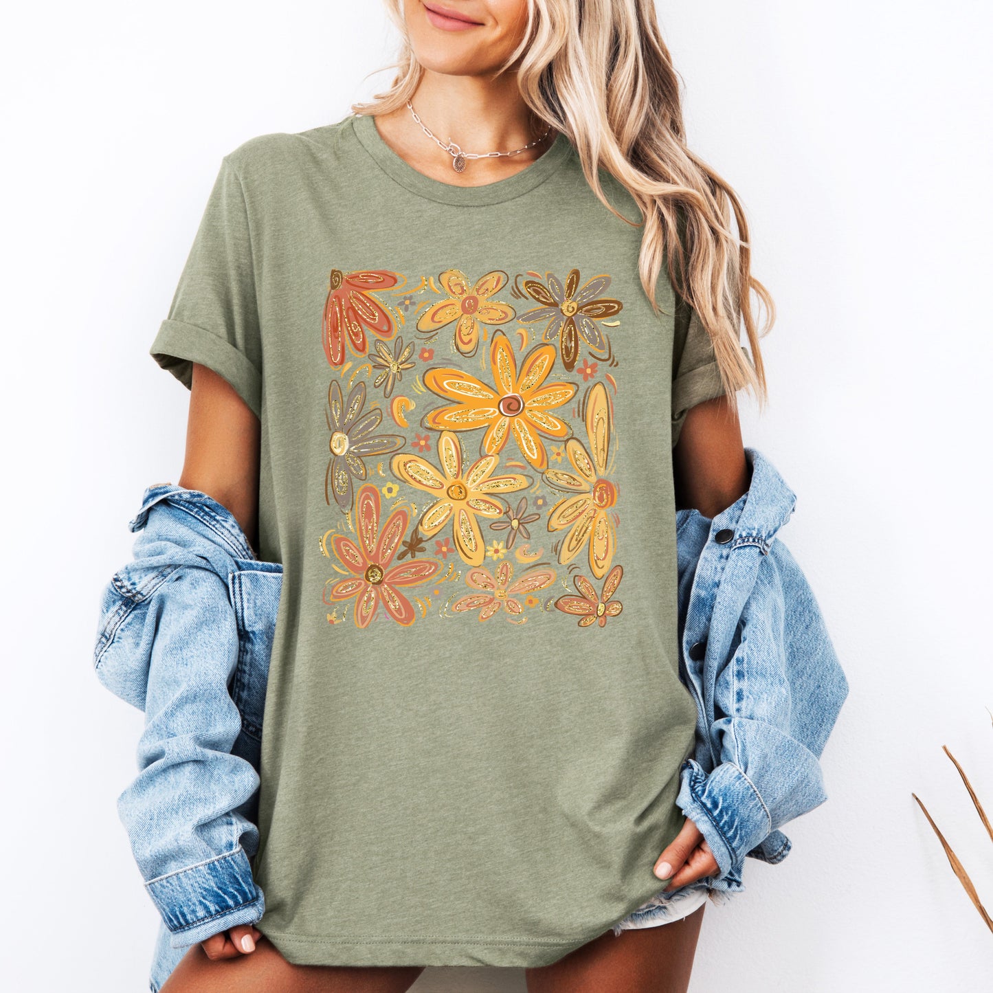 Beautiful Autumn Flowers Watercolor Fall Floral Pumpkin Patch Wildflower Garden Print Seasonal Artwork Graphic Tee