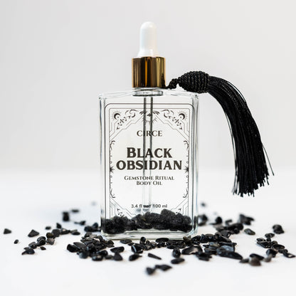 Obsidian Gemstone Body Oil – Crystal-Infused Protection & Hydration | 3.4 oz