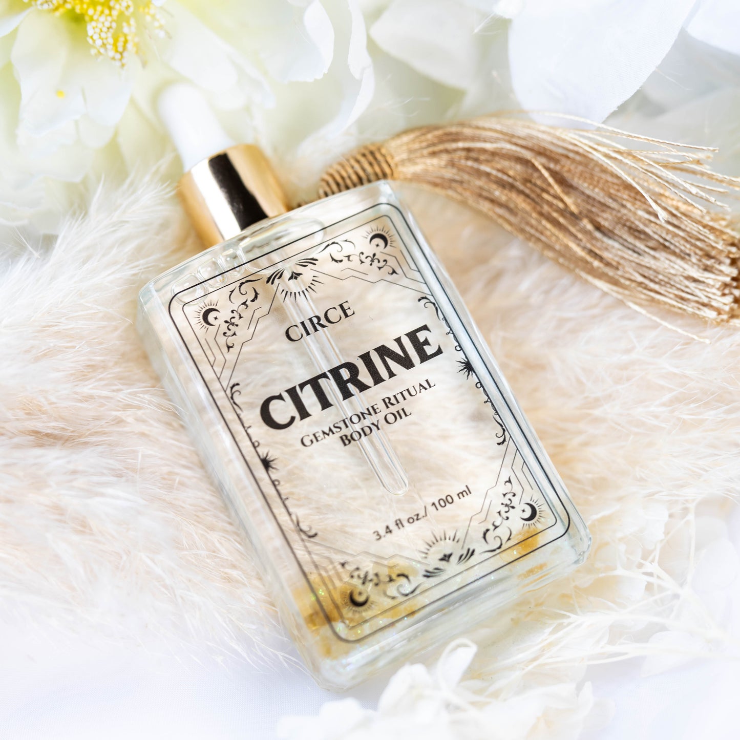Citrine Gemstone Body Oil – Crystal-Infused Hydrating Oil for Abundance & Glow | 3.4 oz