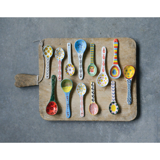 Hand-Painted Colorful Stoneware Spoons