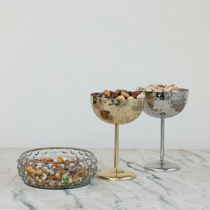 Hand-Blown Glass Inverted Hobnail Bowl