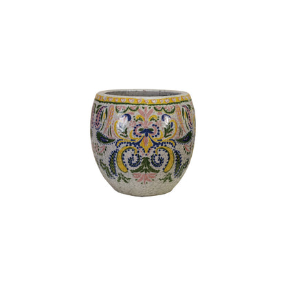 Crackle Glaze Floral Pattern Terracotta Planter | 2 Sizes