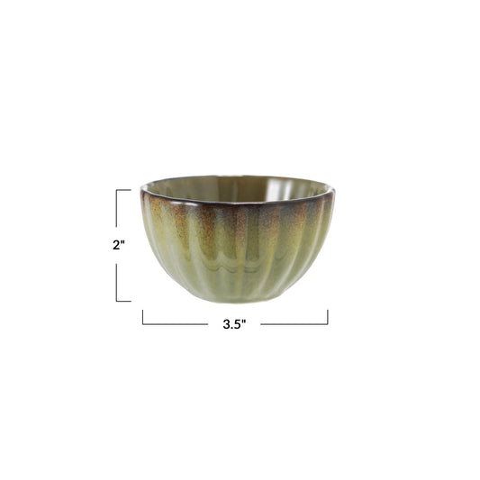 Sage Green Ribbed Ceramic Bowl