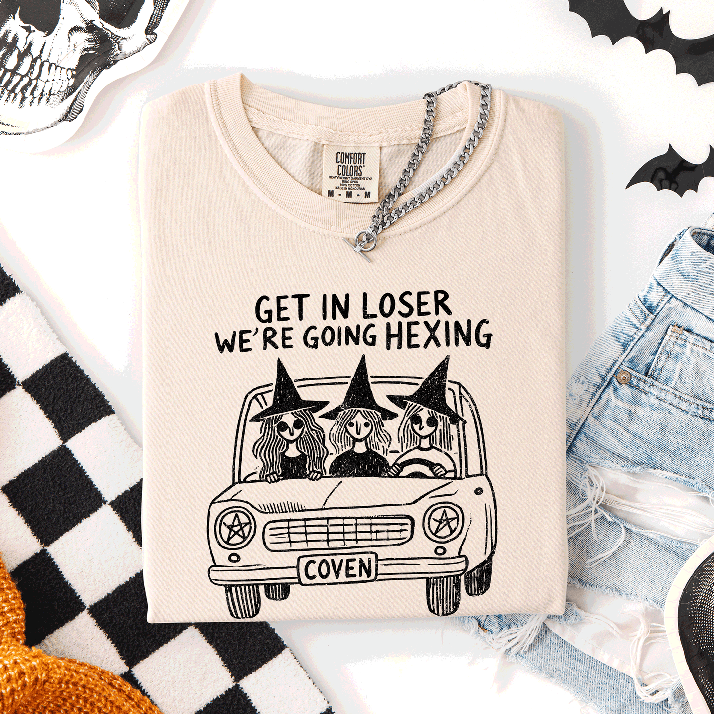 Get In Loser, We're Going Hexing Witch Coven Halloween Night Edition Comfort Colors Tee