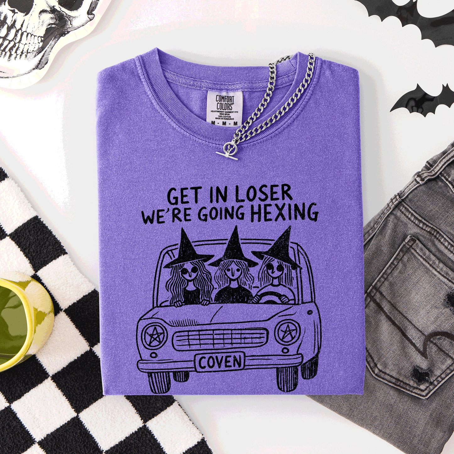 Get In Loser, We're Going Hexing Witch Coven Halloween Night Edition Comfort Colors Tee