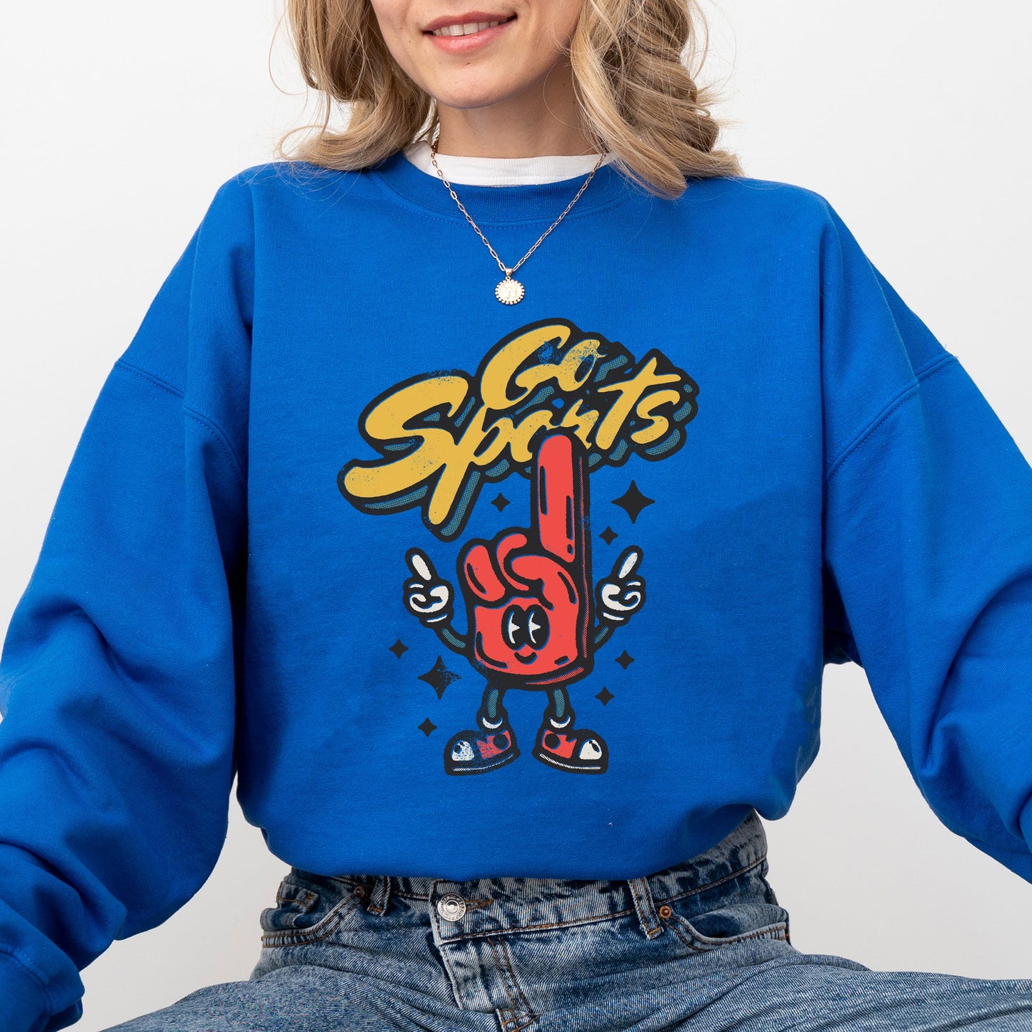 Go Sports Foam Finger Funny Football Baseball Soccer Basketball Tailgate Party Sweatshirt