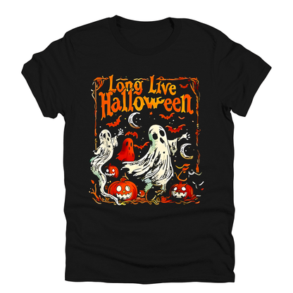 Long Live Halloween Spooky Pumpkins Ghosts Nighttime Parade Haunted House Lights Fall Festivities Graphic Tee