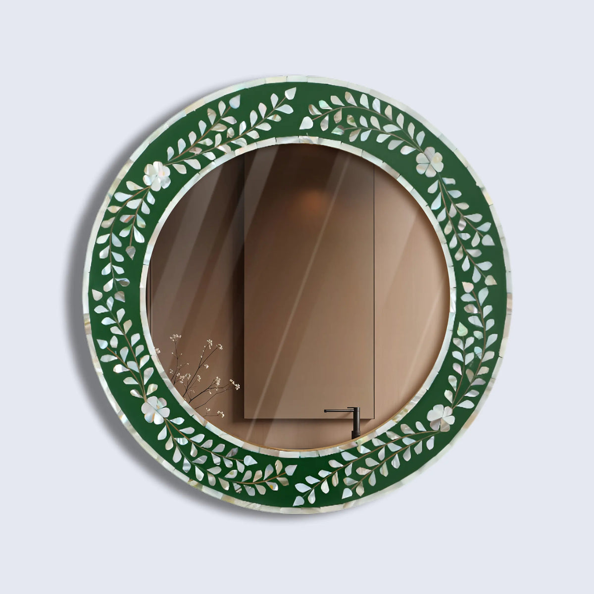 make to order mother of pearl resin inlay wall hanging mirror frame