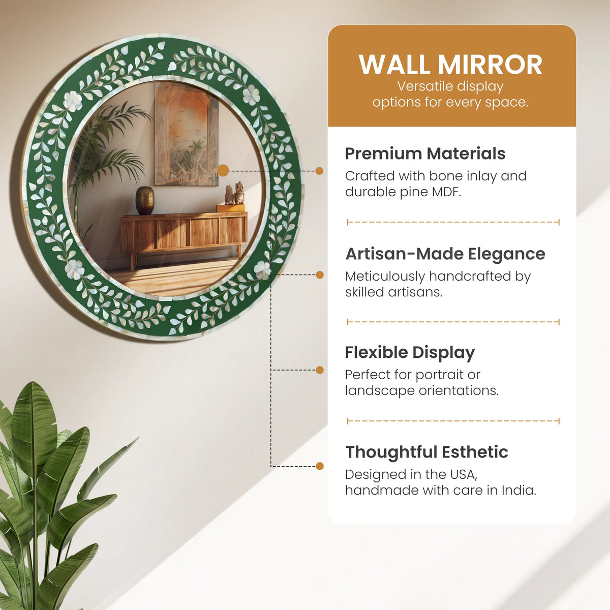 make to order mother of pearl resin inlay wall hanging mirror frame