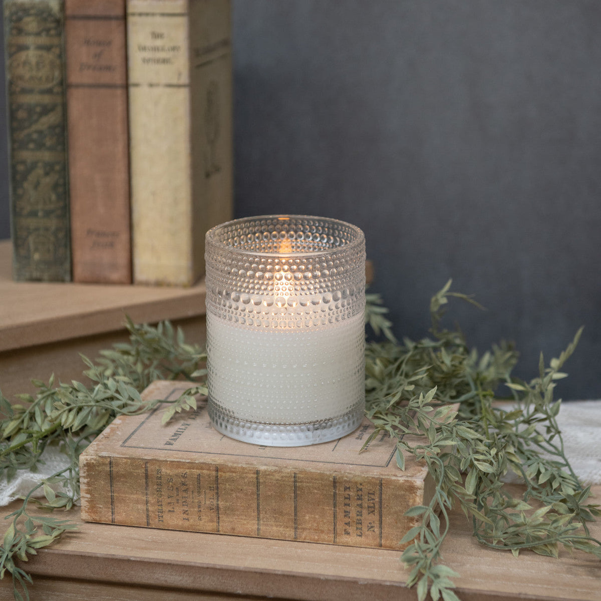 Clear Dotted Bubble Glass 3D Flame LED Candle | 2 Sizes