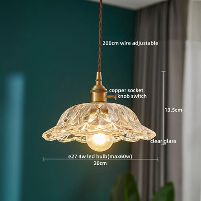 Pendant Lamp Copper Glass Hanging Light