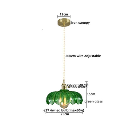 Pendant Lamp Copper Glass Hanging Light