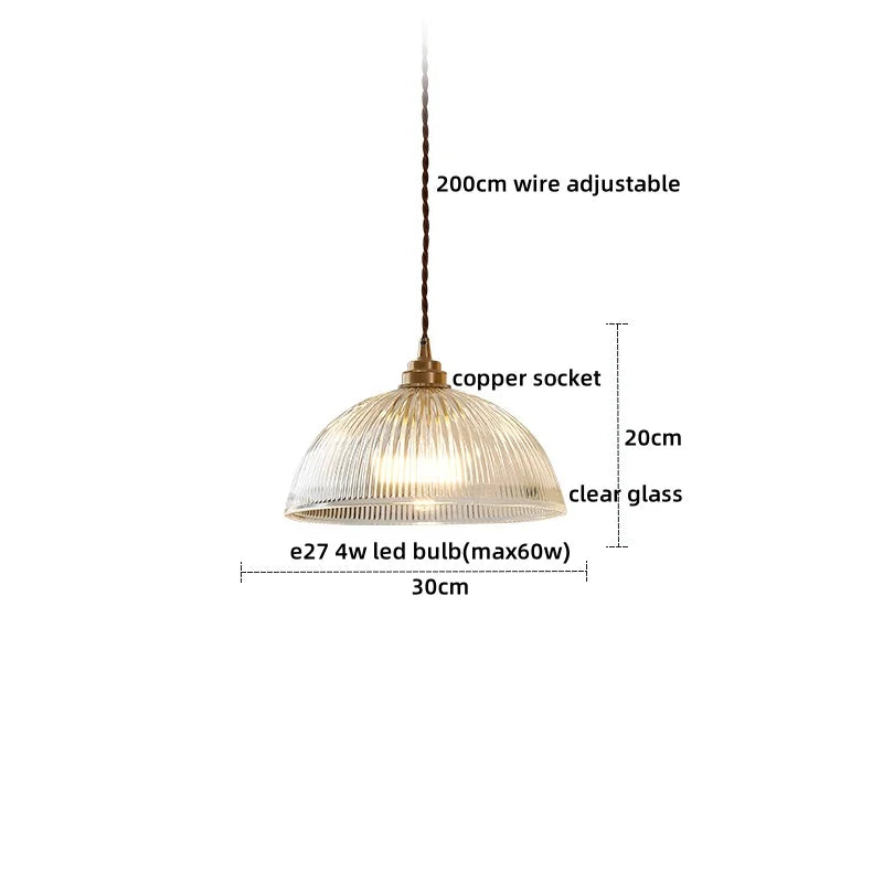 Pendant Lamp Copper Glass Hanging Light