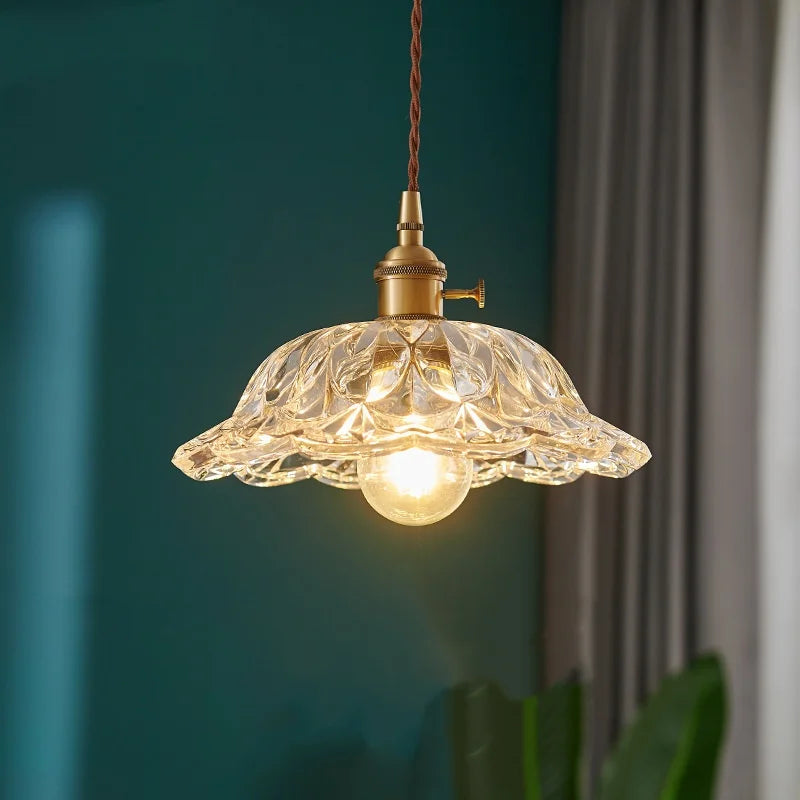 Pendant Lamp Copper Glass Hanging Light