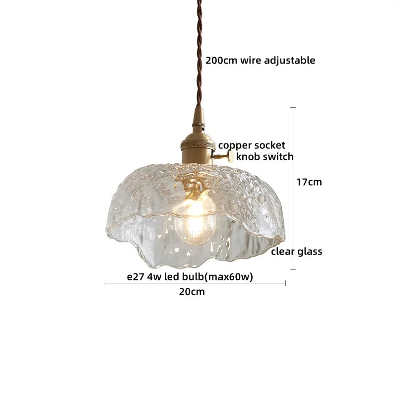 Pendant Lamp Copper Glass Hanging Light