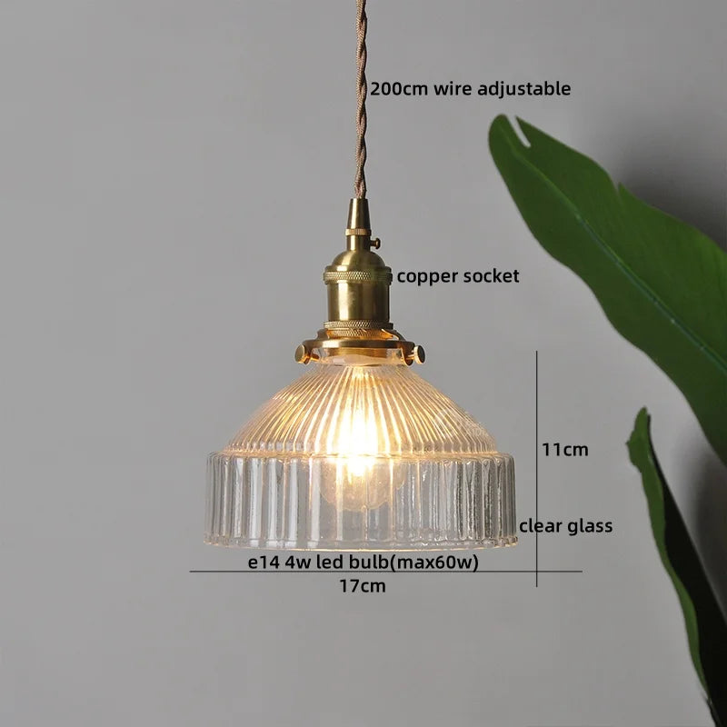 Pendant Lamp Copper Glass Hanging Light