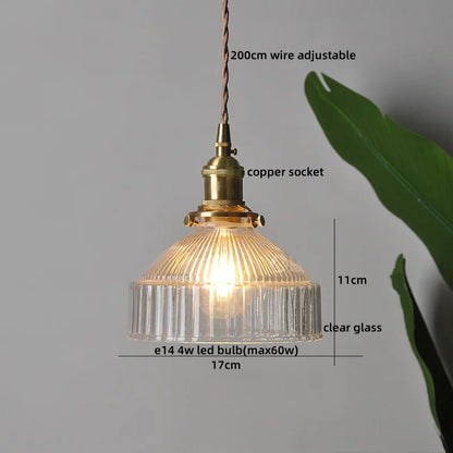 Pendant Lamp Copper Glass Hanging Light