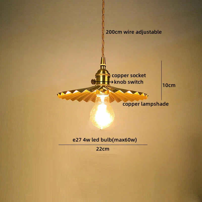 Pendant Lamp Copper Glass Hanging Light