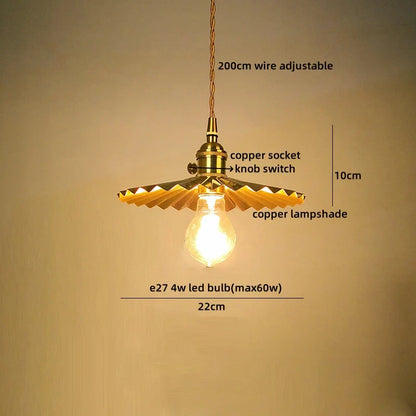 Pendant Lamp Copper Glass Hanging Light