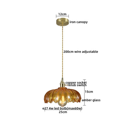 Pendant Lamp Copper Glass Hanging Light