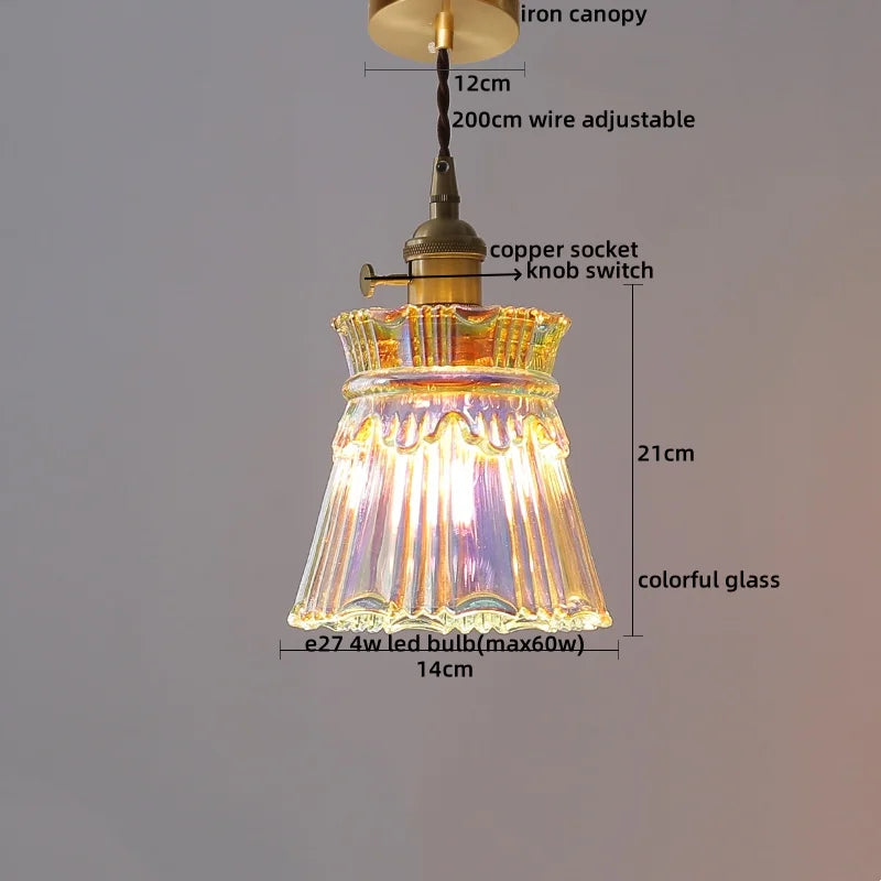 Pendant Lamp Copper Glass Hanging Light